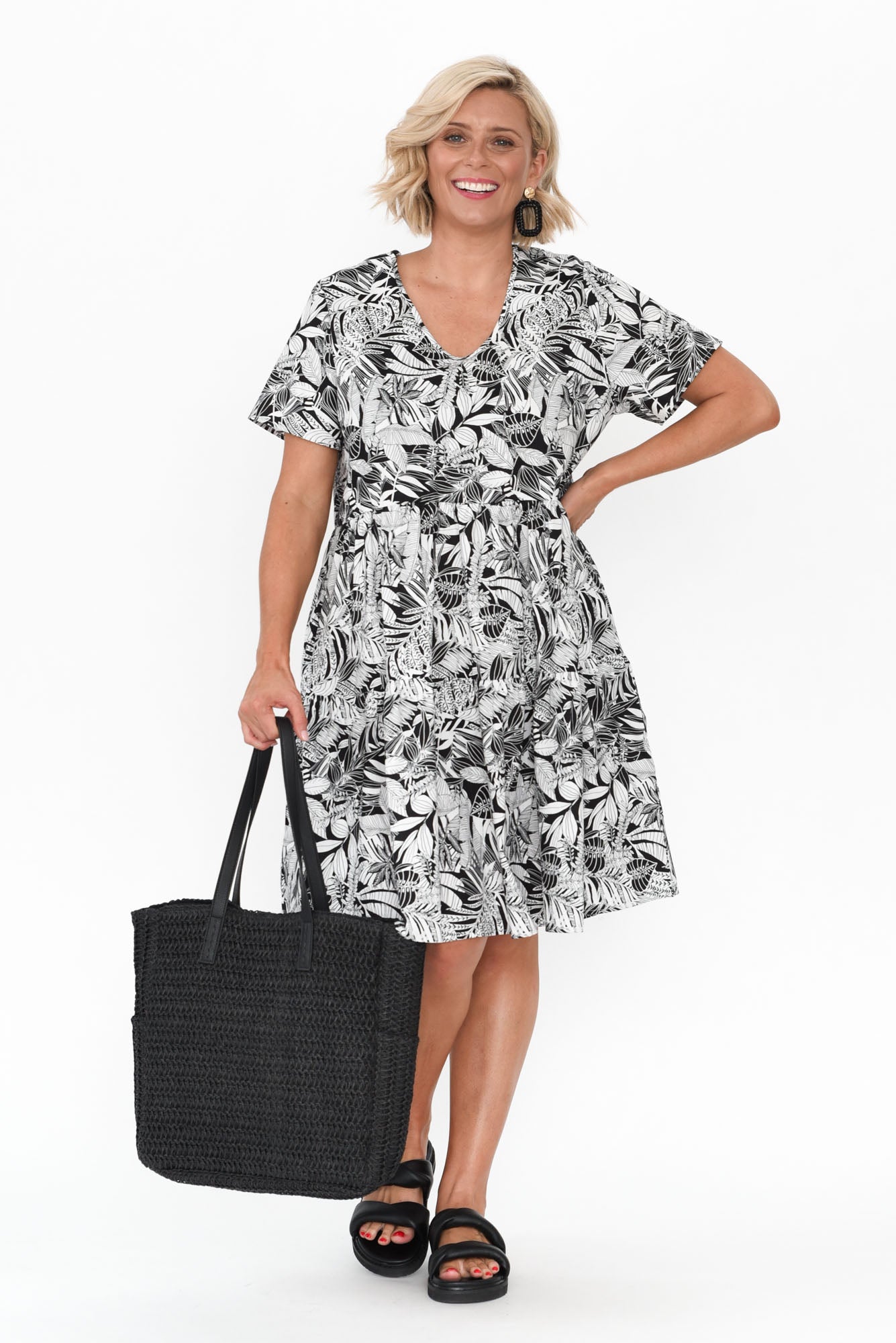 Jody Black Cotton Panel Dress 