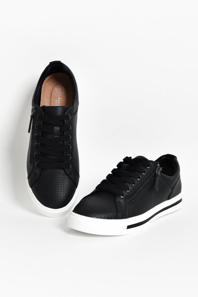 Kiki Black Leather Zip Sneaker