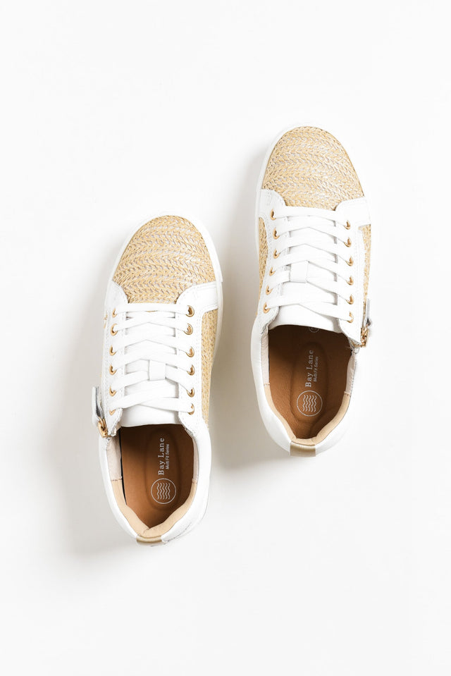 Kiki White Raffia Leather Zip Sneaker image 7