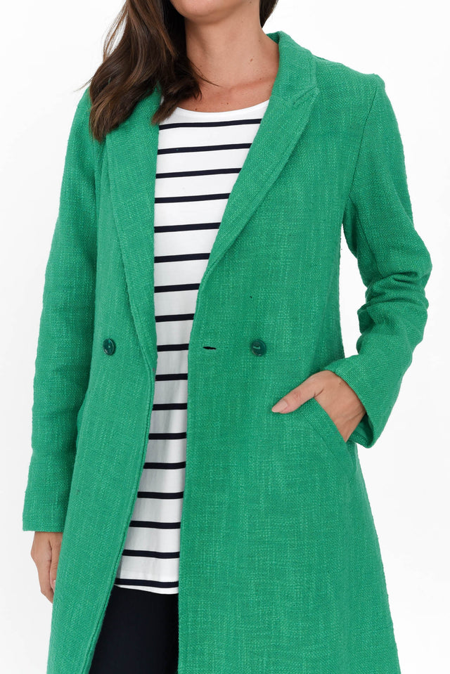 Komal Green Cotton Pocket Coat image 5