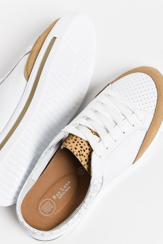 Kombi White Cheetah Leather Mule Sneaker image 2