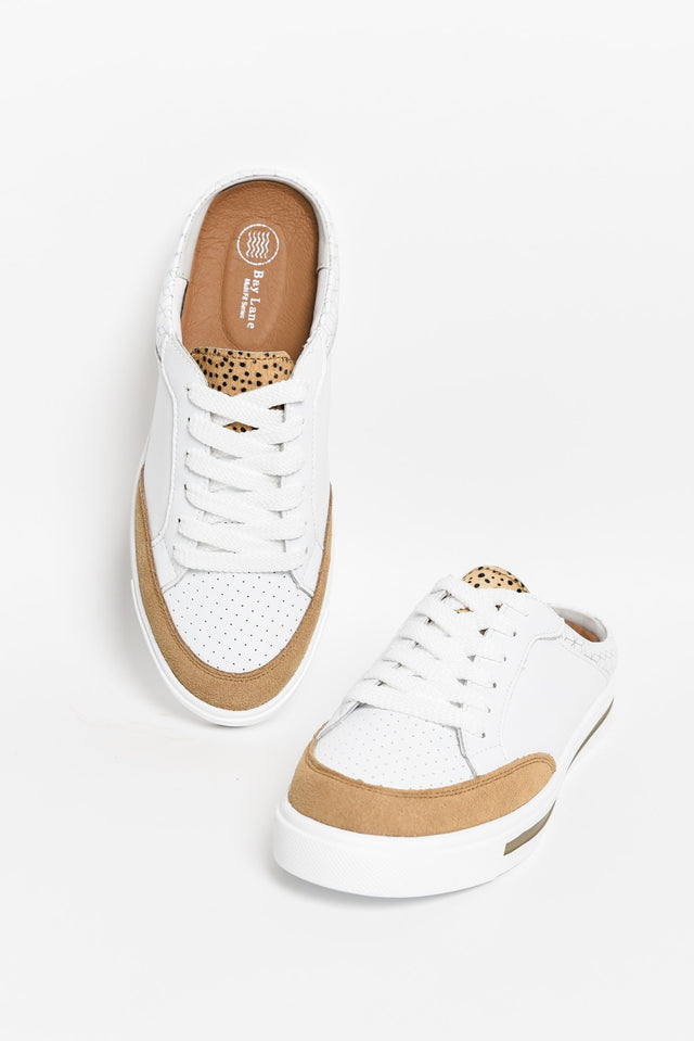 Kombi White Cheetah Leather Mule Sneaker image 1