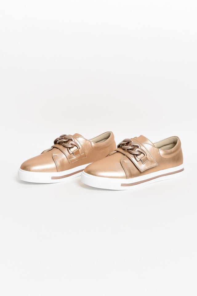 Koolah Rose Gold Leather Chain Sneaker image 2