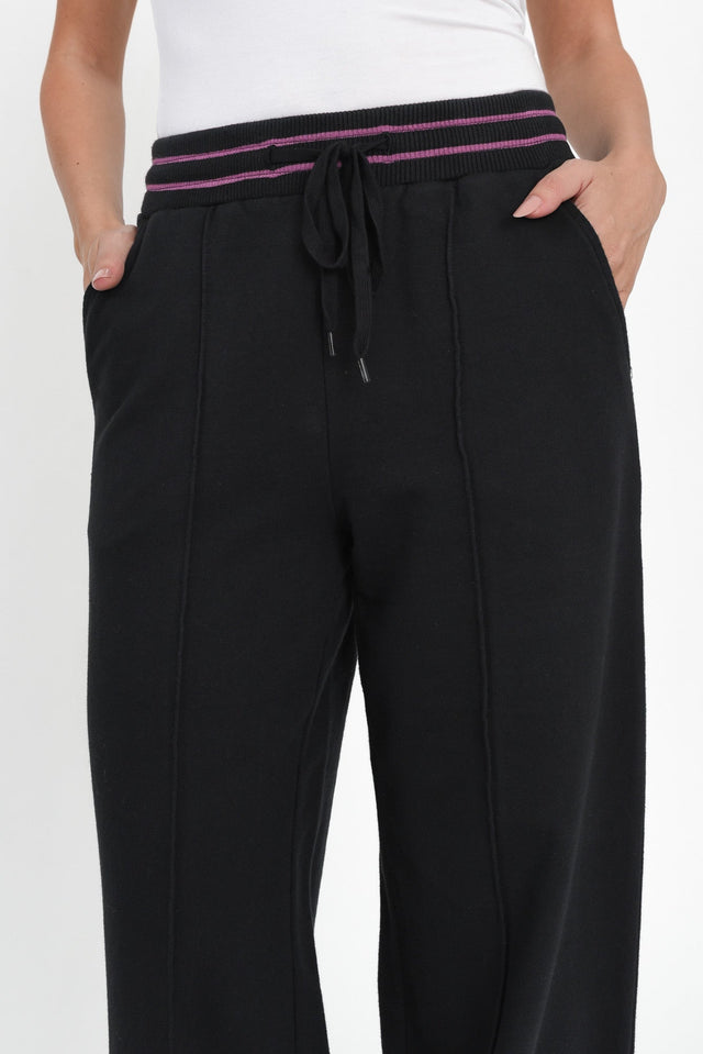 Kyla Black Cotton Blend Wide Leg Pants image 6