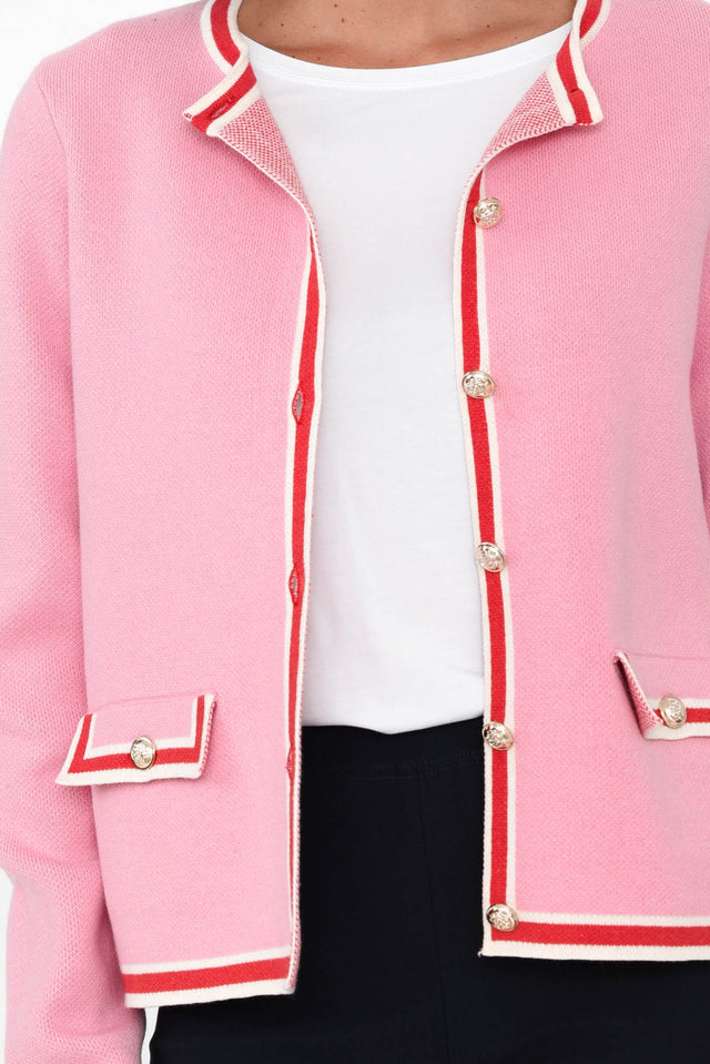 Lady Pink Trim Cotton Blend Cardigan image 6