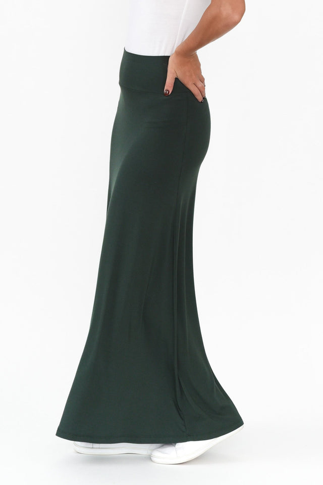 Lana Dark Green Bamboo Maxi Skirt image 4