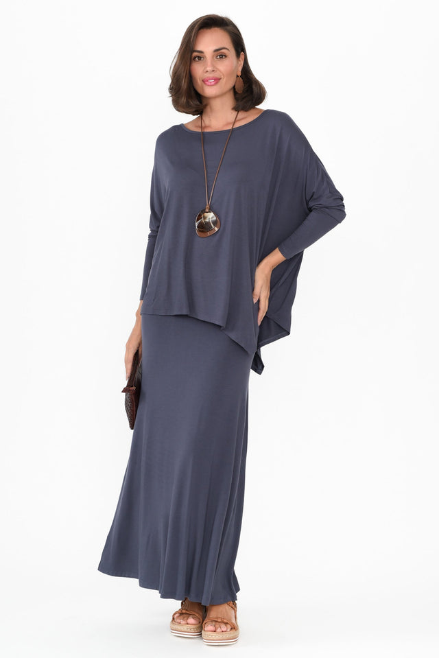 Lana Deep Blue Bamboo Maxi Skirt