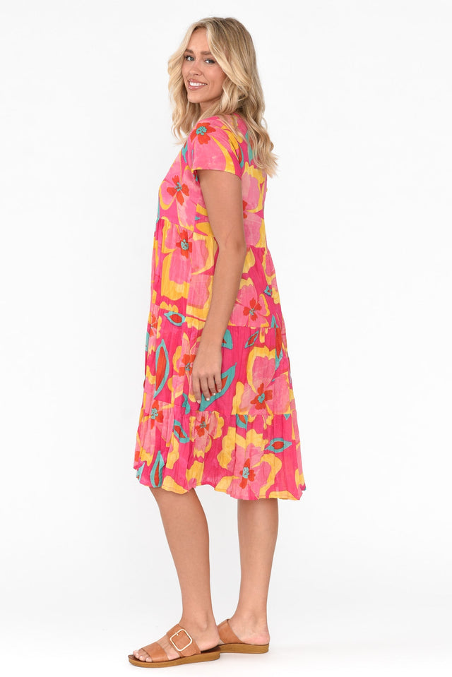 Lania Pink Flower Crinkle Cotton Dress image 4