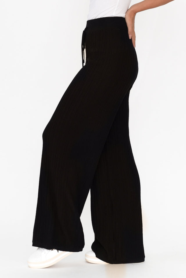 Latissa Black Drawstring Knit Pants