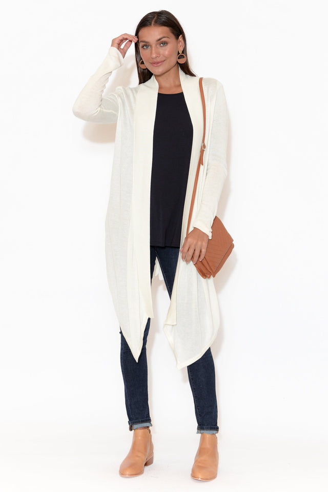 Lauper White Cashmere Bamboo Cardigan image 2