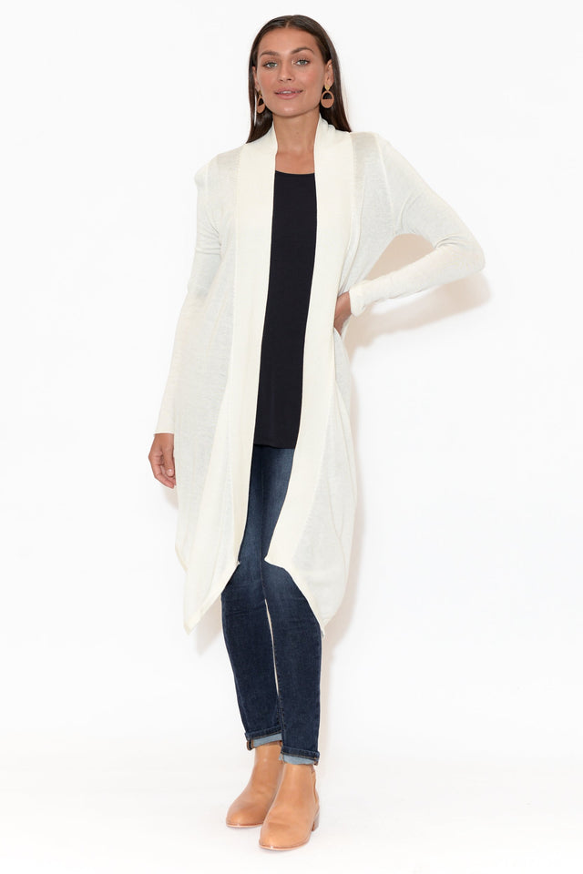 Lauper White Cashmere Bamboo Cardigan banner image