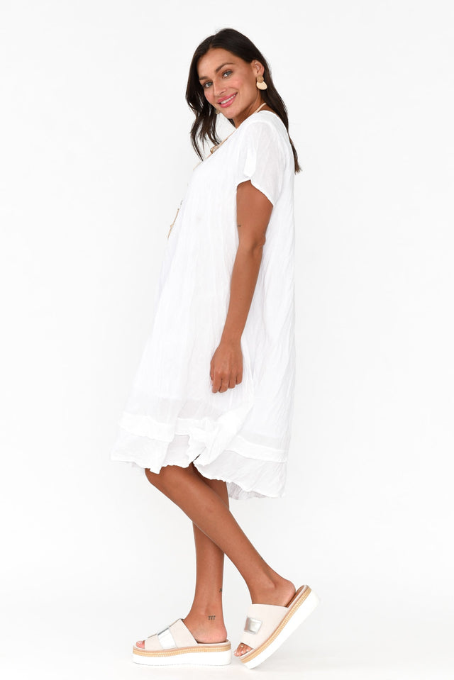 Lauren White Crinkle Cotton Dress