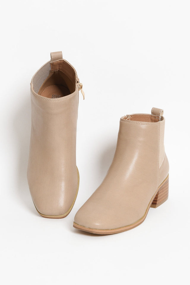 Layla Beige Leather Heeled Boot