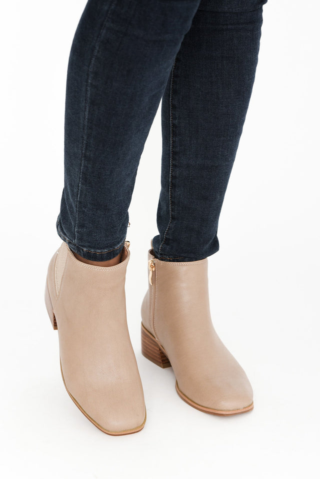 Layla Beige Leather Heeled Boot image 3