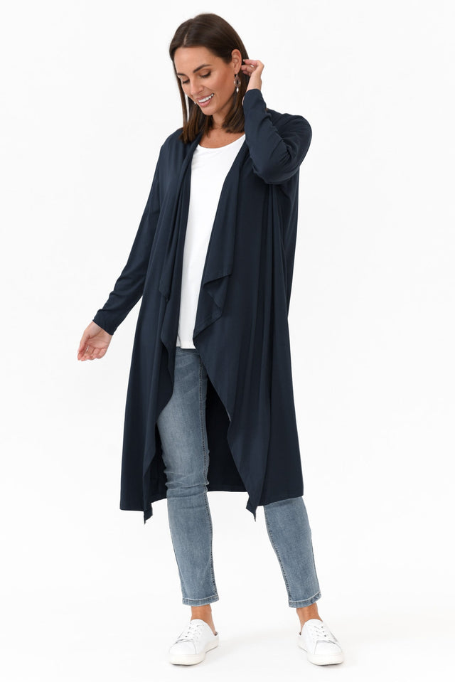 Leanna Navy Bamboo Waterfall Cardigan image 6