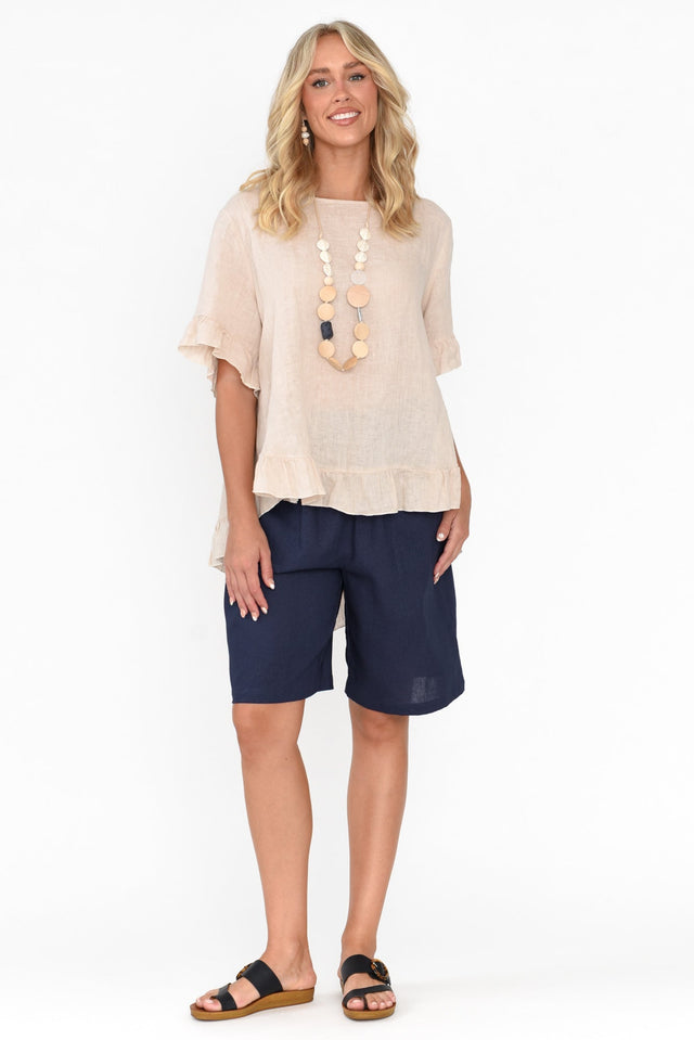 Lee Navy Linen Blend Bermuda Shorts banner image