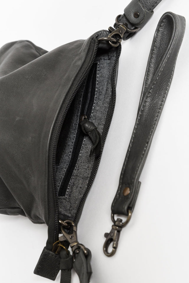 Leena Charcoal Leather Crossbody Bag