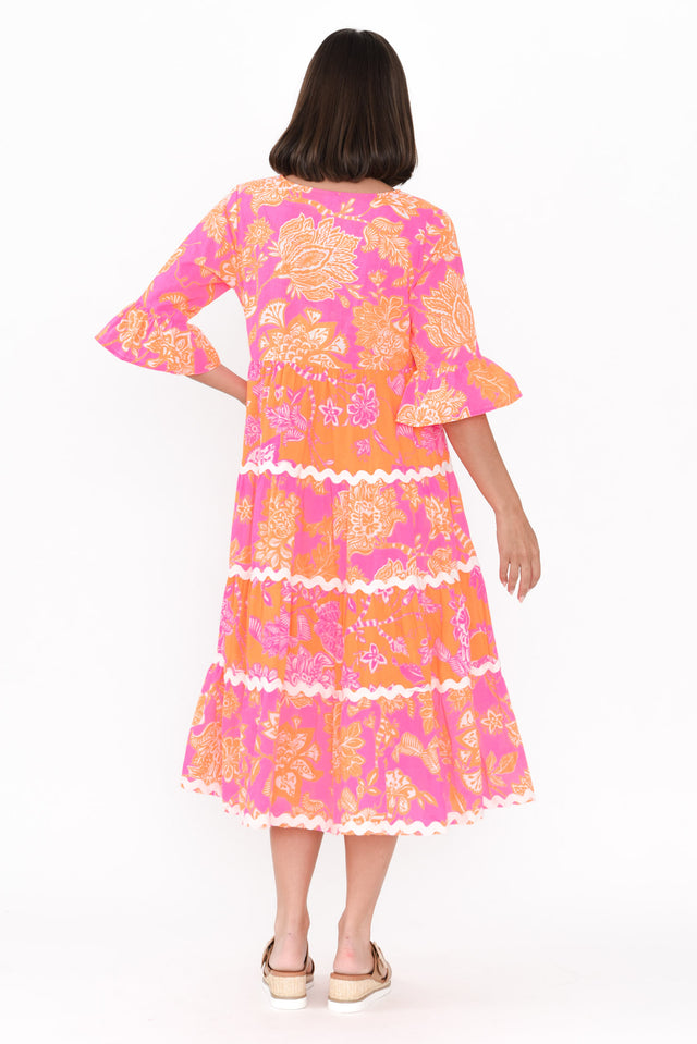 Lenor Pink Floral Cotton Tier Dress