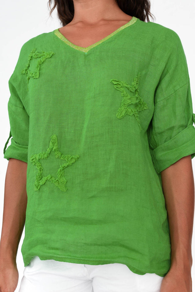 Leonora Green Star Linen Top image 5