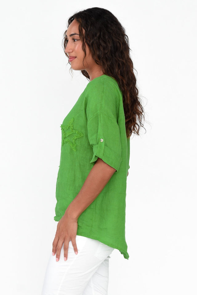 Leonora Green Star Linen Top image 3