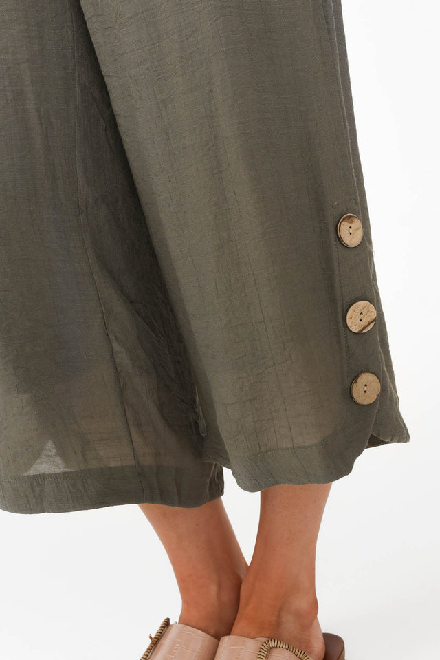 Lettie Khaki Button Pants