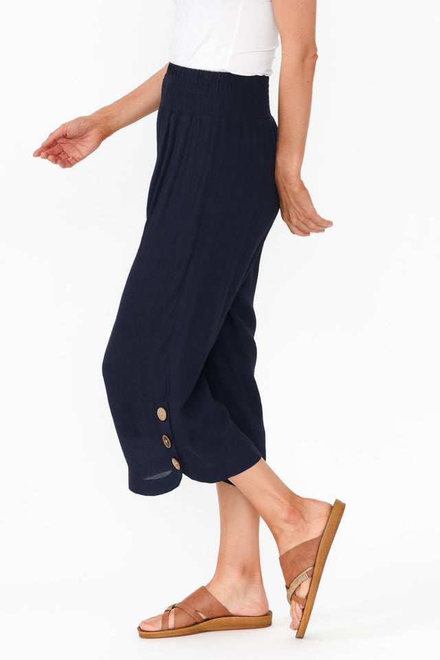 Lettie Navy Button Pants image 4