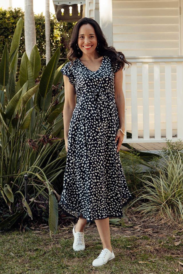 Libby Navy Spot Midi Dress image 1