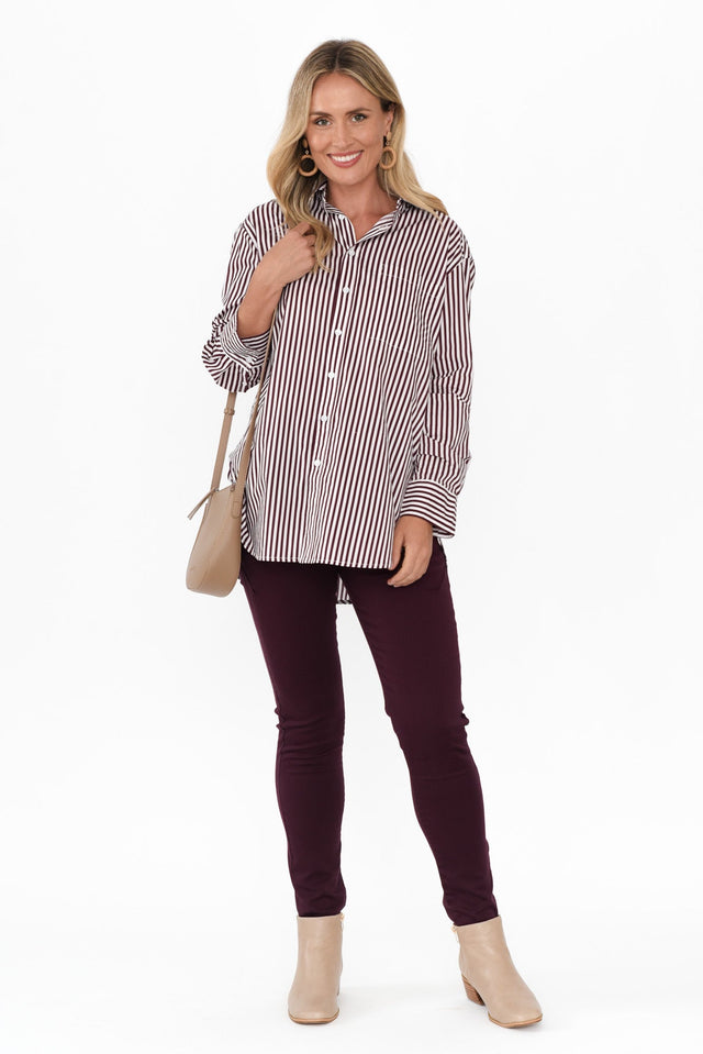 Lila Burgundy Stripe Cotton Poplin Shirt banner image