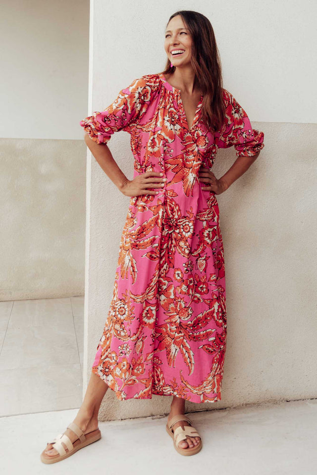 Liliana Orange Garden Cotton Kaftan image 1