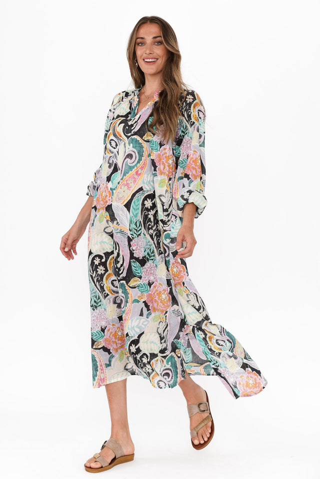 Liliana Black Paisley Cotton Kaftan image 4