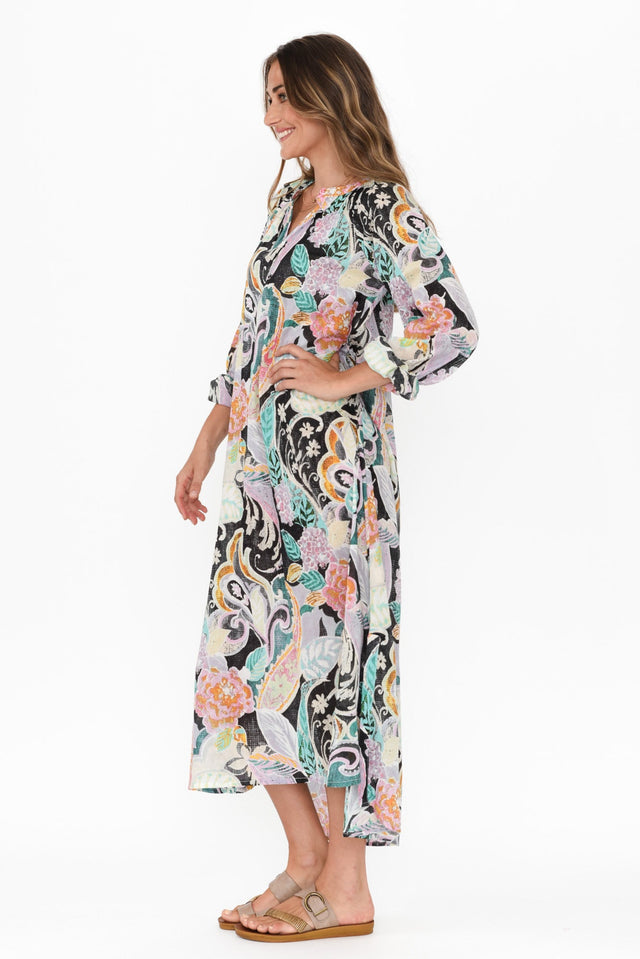 Liliana Black Paisley Cotton Kaftan image 5