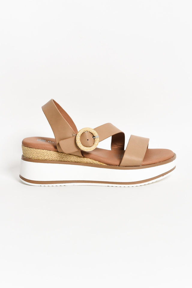 Lilly Taupe Leather Platform Sandal