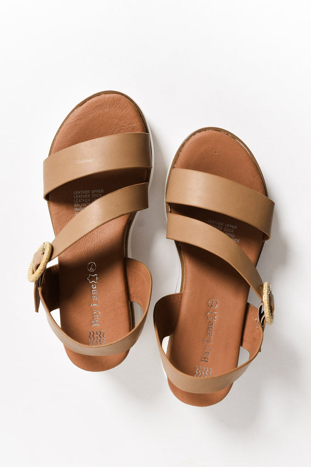 Lilly Taupe Leather Platform Sandal