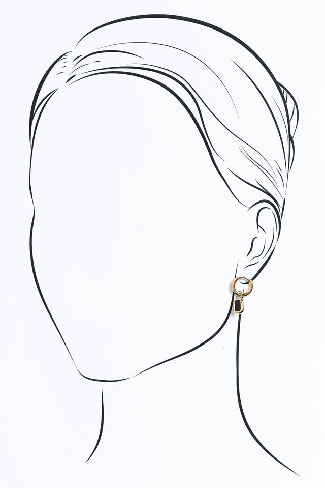 Lilou Black Gold Plated Stone Huggie Earrings