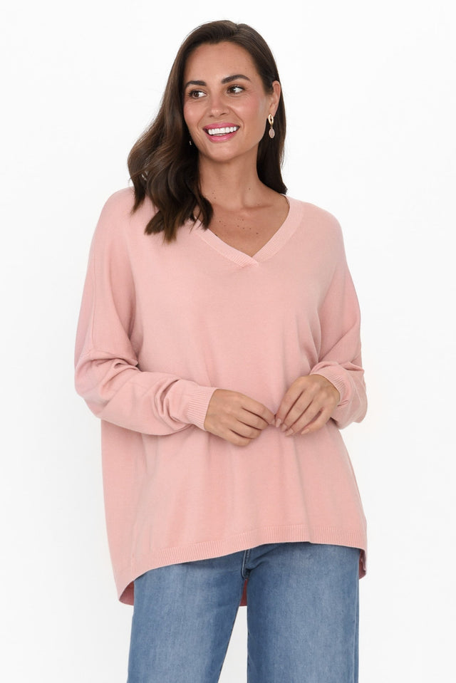 Linney Blush Wool Blend Jumper neckline_V Neck   alt text|model:MJ