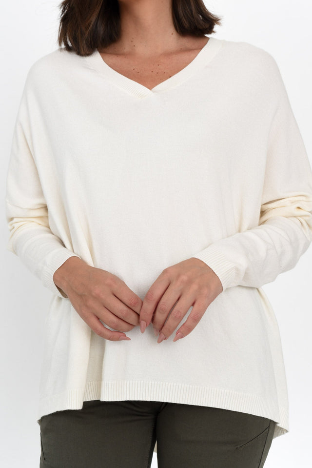 Linney Cream Wool Blend Sweater