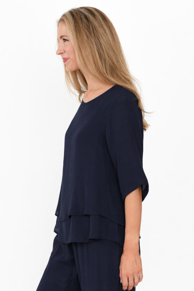 Liora Navy Layered Top