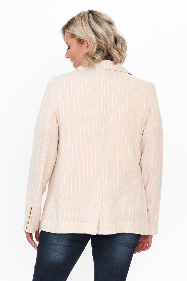 Lisset Natural Stripe Linen Blend Blazer