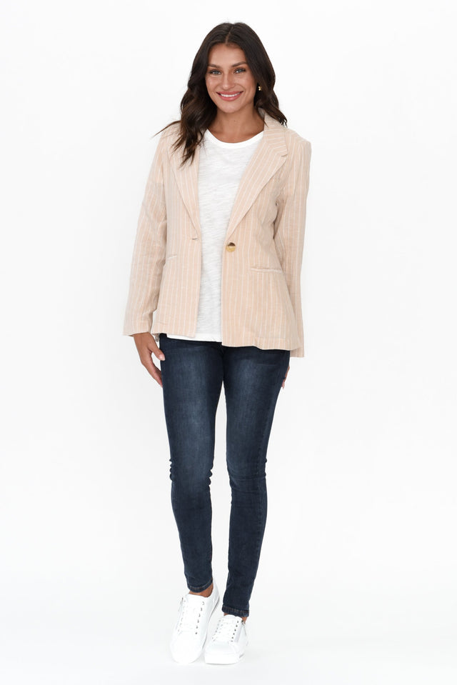 Lisset Natural Stripe Linen Blend Blazer banner image