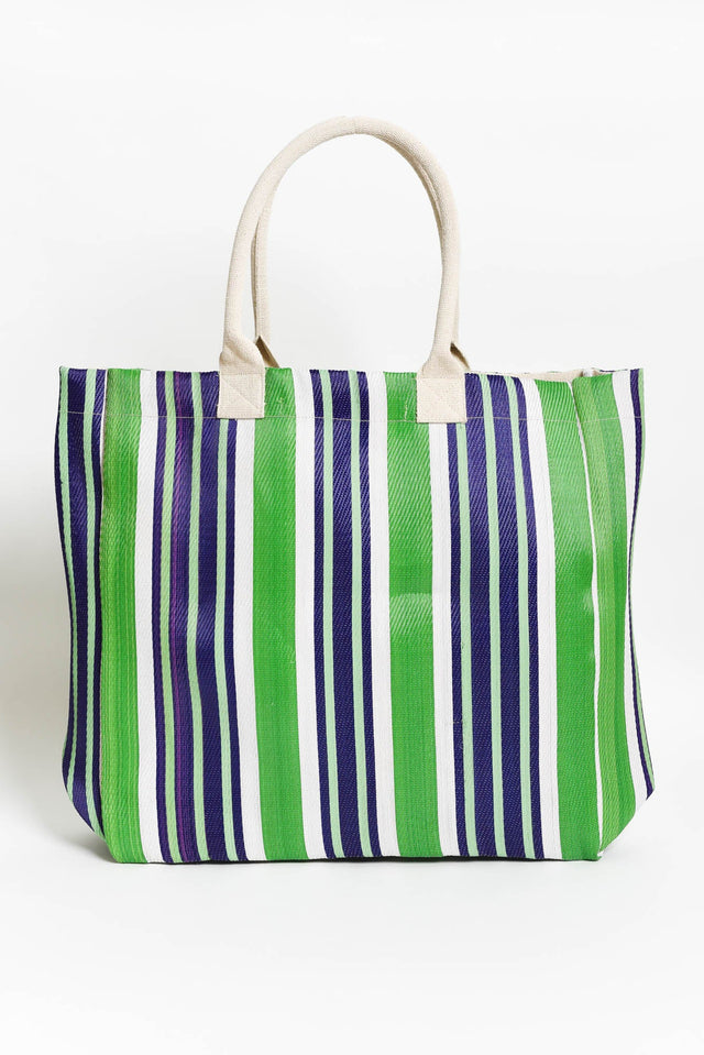 Lochan Green Stripe Medium Tote Bag image 1