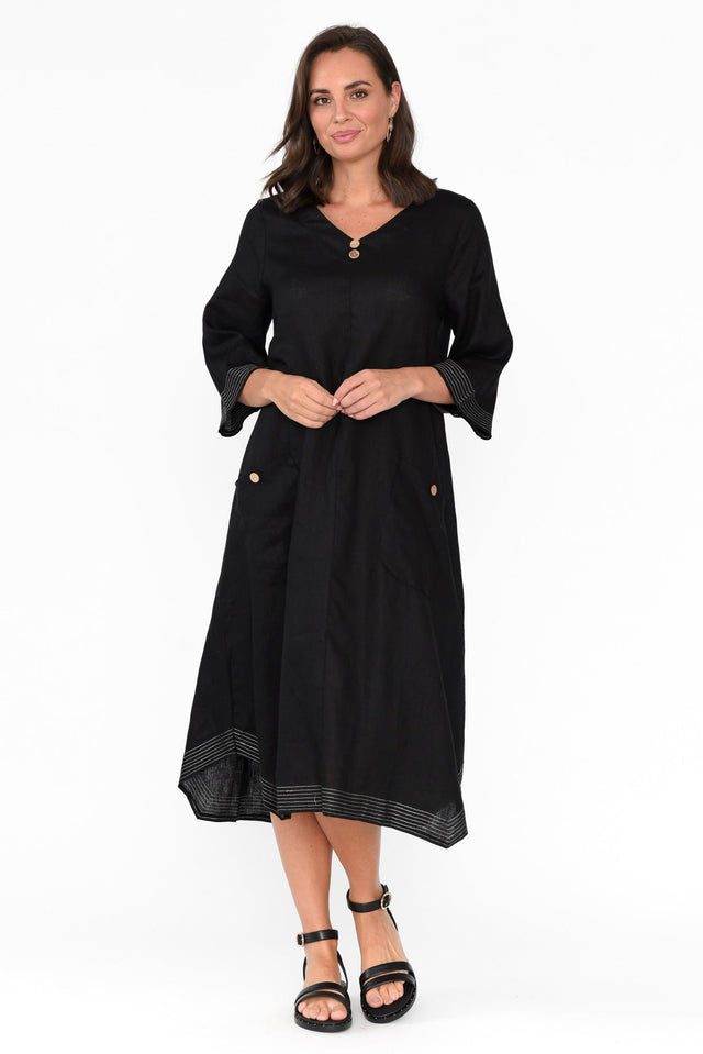 Lolita Black Linen Pocket Dress banner image