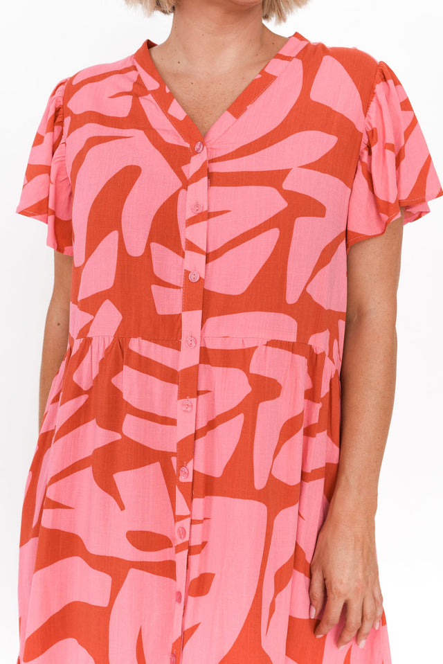 Lomani Pink Leaf Shirt Dress image 5