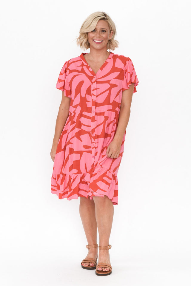Lomani Pink Leaf Shirt Dress image 2