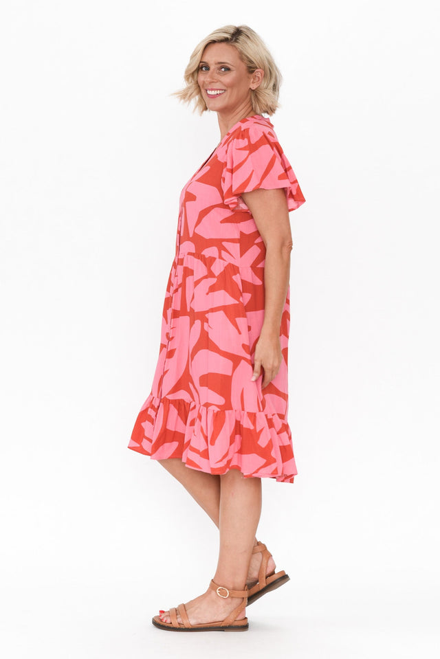 Lomani Pink Leaf Shirt Dress image 3
