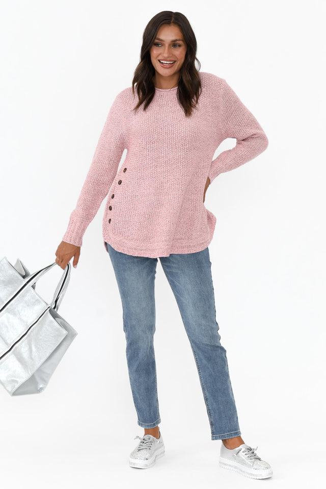 Lucas Pink Knit Button Sweater image 2