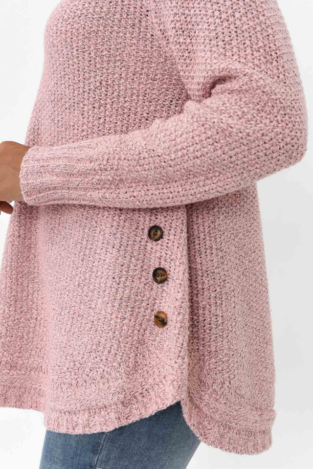 Lucas Pink Knit Button Sweater image 5