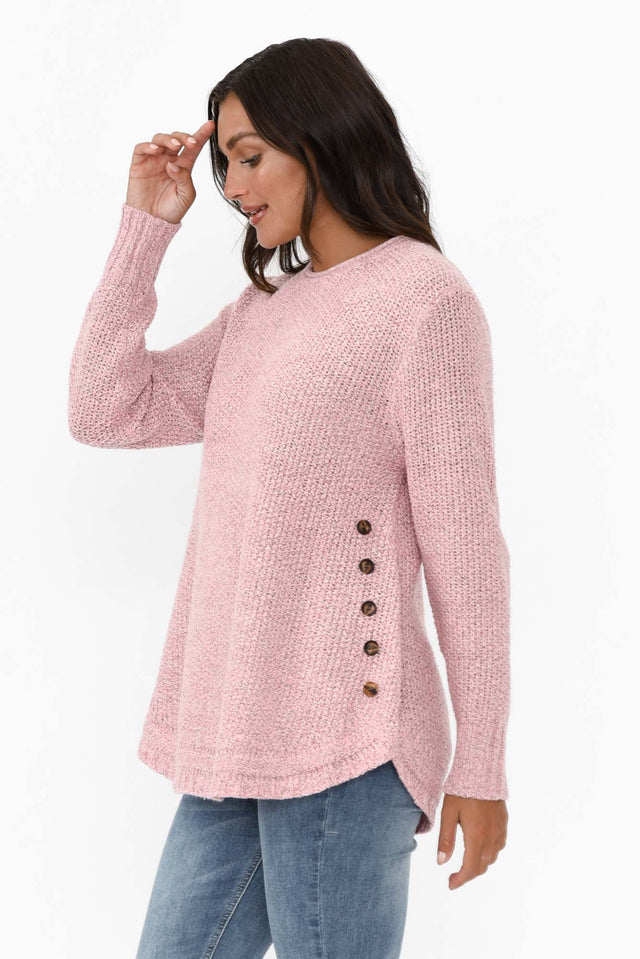 Lucas Pink Knit Button Sweater