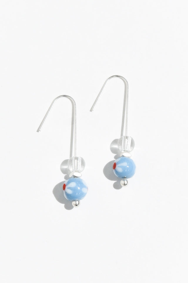 Lucky Blue Flower Hook Earrings