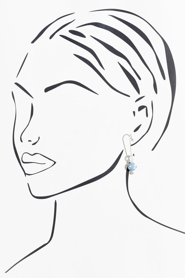 Lucky Blue Flower Hook Earrings image 2