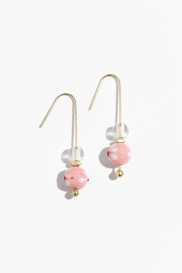 Lucky Pink Flower Hook Earrings image 1